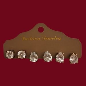 3/$30 VIESTE Crystal Round and Teardrop Post Earrings